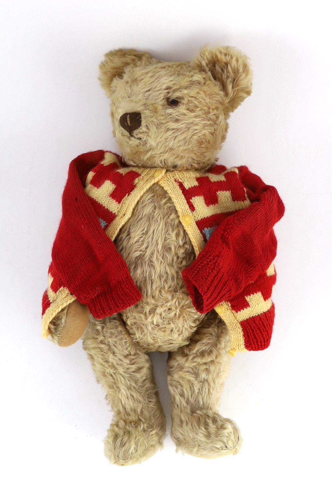 A large Steiff blonde mohair teddy bear, circa 1920, height 48cm